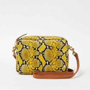 CLARE V Midi Sac Snakeskin Embossed Leather Crossbody Bag